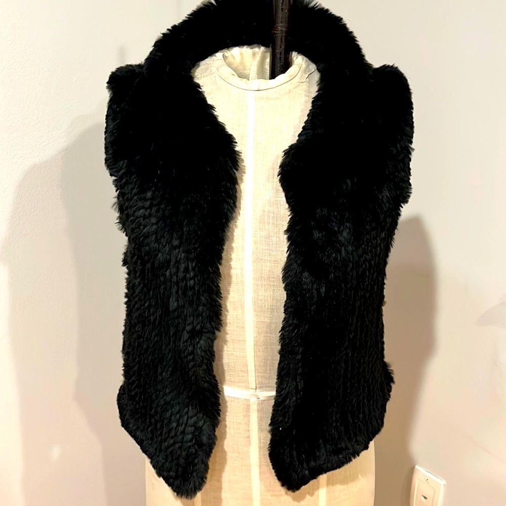 Real rex knit fur vest in rich black🌺